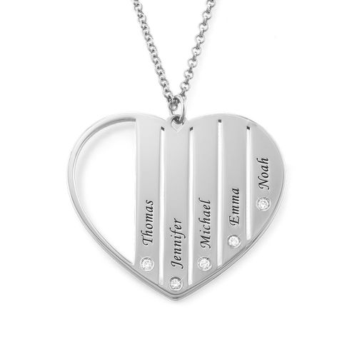 Mum Necklace in Silver with Diamonds - 1