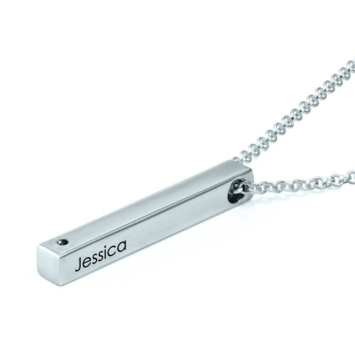 스털링 실버 3D 바 다이아몬드 목걸이 - 1