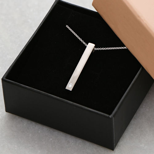 스털링 실버 3D 바 다이아몬드 목걸이 - 4