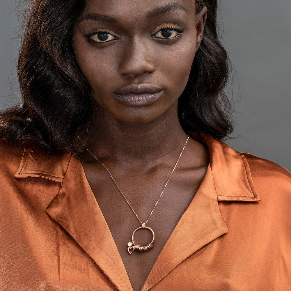 18K 로즈골드 도금 린다 원형 펜던트 목걸이 - 5