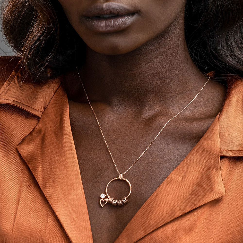 18K 로즈골드 도금 린다 원형 펜던트 목걸이 - 6