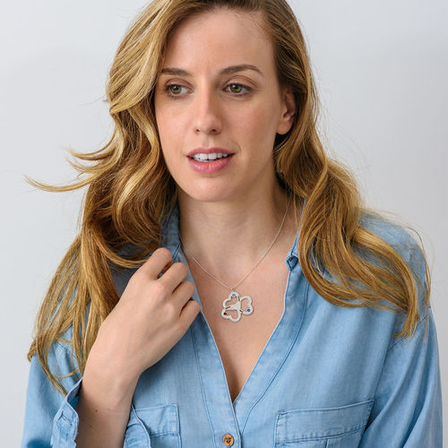 10ct 화이트 골드의 맞춤 트리플 하트 목걸이 - 1