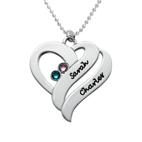 두 개의 하트가 있는 포에버 원 목걸이 - 10ct 화이트 골드 - 1