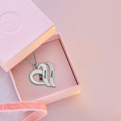 두 개의 하트가 있는 포에버 원 목걸이 - 10ct 화이트 골드 - 5