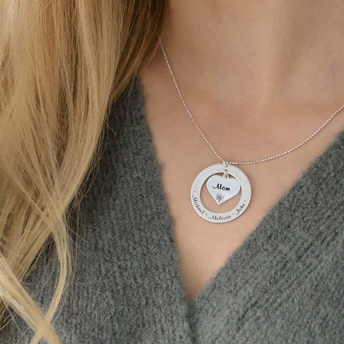 10ct 화이트 골드 할머니/어머니 목걸이 - 4