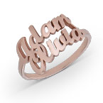 18K 로즈 골드 도금 더블 네임 반지