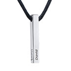 스털링 실버 남성 3D 바 네임 목걸이