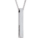 스털링 실버 3D 바 다이아몬드 목걸이