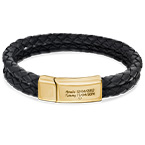 18K 골드 도금 남성 가죽팔찌