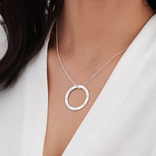 스털링 실버 패밀리 링 다이아몬드 네임 목걸이 - 3